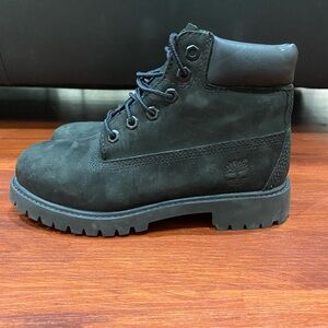 Timberland Boots 6" Premium 12707 Black Lace Up • Boys Size 1 - Like New!